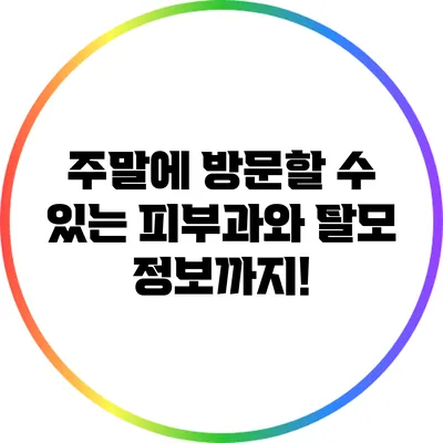 주말에 방문할 수 있는 피부과와 탈모 정보까지!