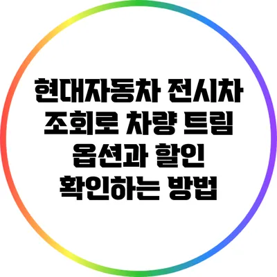 현대자동차 전시차 조회로 차량 트림 옵션과 할인 확인하는 방법