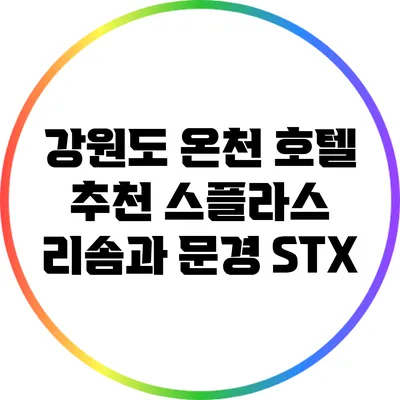 강원도 온천 호텔 추천: 스플라스 리솜과 문경 STX