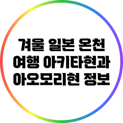 겨울 일본 온천 여행: 아키타현과 아오모리현 정보