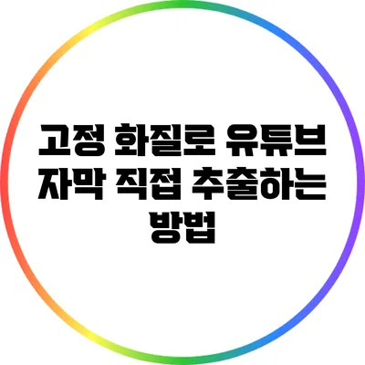 고정 화질로 유튜브 자막 직접 추출하는 방법