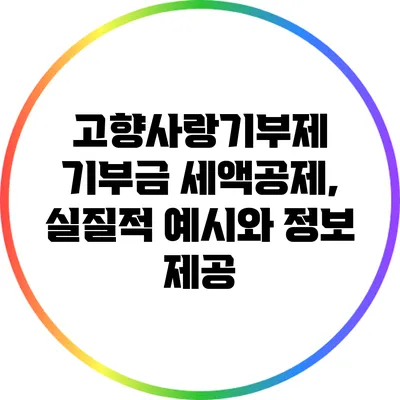 고향사랑기부제 기부금 세액공제, 실질적 예시와 정보 제공