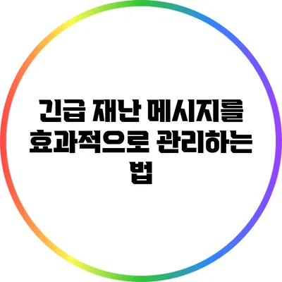 긴급 재난 메시지를 효과적으로 관리하는 법