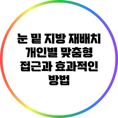 눈 밑 지방 재배치: 개인별 맞춤형 접근과 효과적인 방법