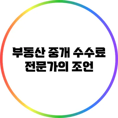부동산 중개 수수료: 전문가의 조언
