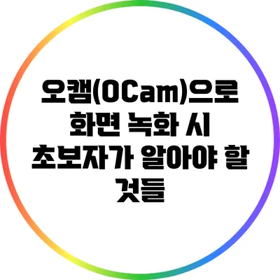오캠(OCam)으로 화면 녹화 시 초보자가 알아야 할 것들