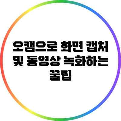 오캠으로 화면 캡처 및 동영상 녹화하는 꿀팁