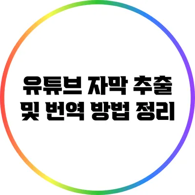 유튜브 자막 추출 및 번역 방법 정리