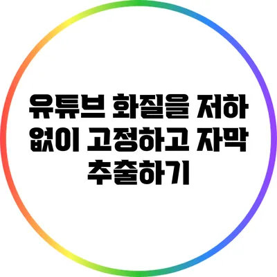 유튜브 화질을 저하 없이 고정하고 자막 추출하기