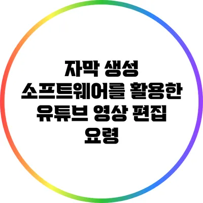 자막 생성 소프트웨어를 활용한 유튜브 영상 편집 요령