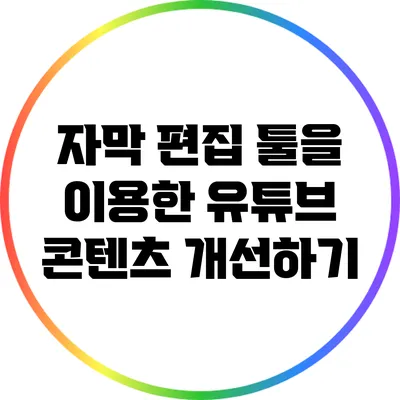 자막 편집 툴을 이용한 유튜브 콘텐츠 개선하기
