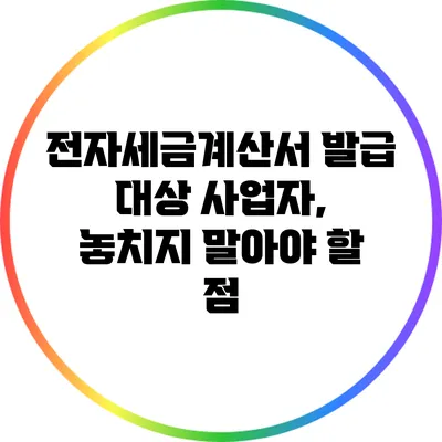 전자세금계산서 발급 대상 사업자, 놓치지 말아야 할 점
