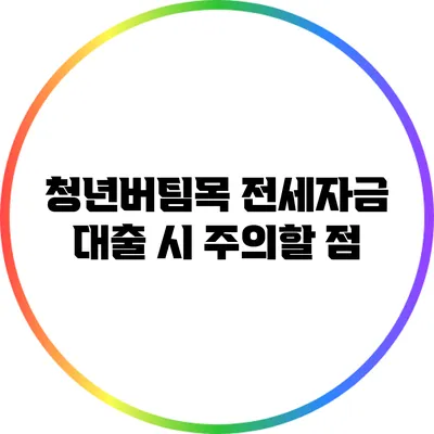 청년버팀목 전세자금 대출 시 주의할 점