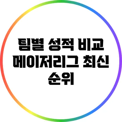 팀별 성적 비교: 메이저리그 최신 순위