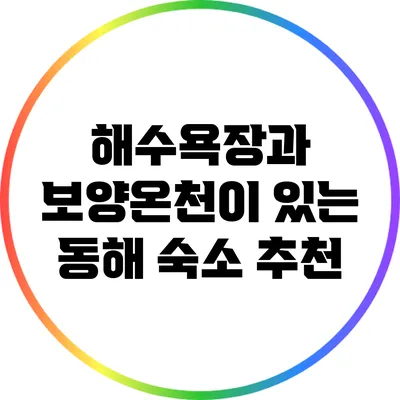 해수욕장과 보양온천이 있는 동해 숙소 추천