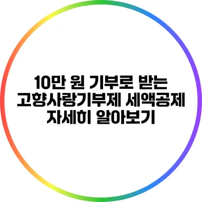 10만 원 기부로 받는 고향사랑기부제 세액공제 자세히 알아보기