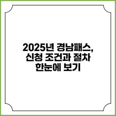 2025년 경남패스, 신청 조건과 절차 한눈에 보기