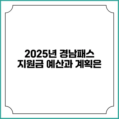 2025년 경남패스 지원금 예산과 계획은?
