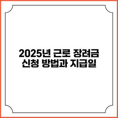 2025년 근로 장려금 신청 방법과 지급일