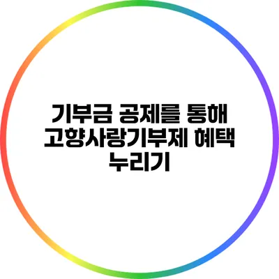 기부금 공제를 통해 고향사랑기부제 혜택 누리기