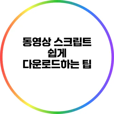 동영상 스크립트 쉽게 다운로드하는 팁