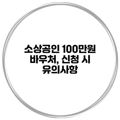소상공인 100만원 바우처, 신청 시 유의사항