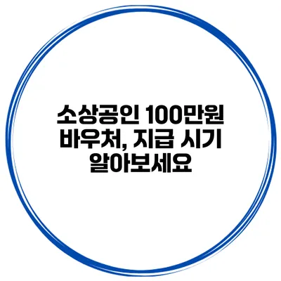 소상공인 100만원 바우처, 지급 시기 알아보세요