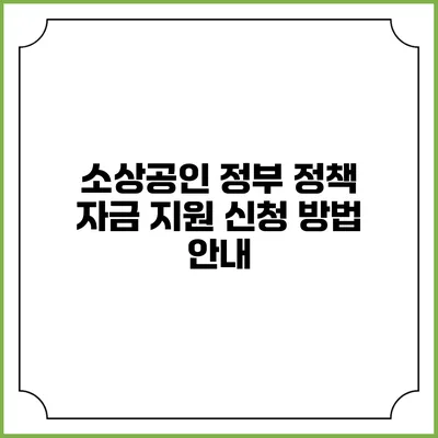 소상공인 정부 정책 자금 지원 신청 방법 안내