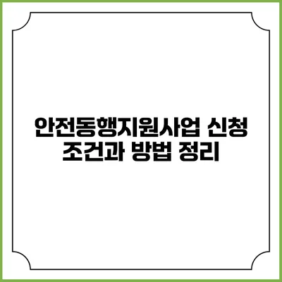 안전동행지원사업 신청 조건과 방법 정리
