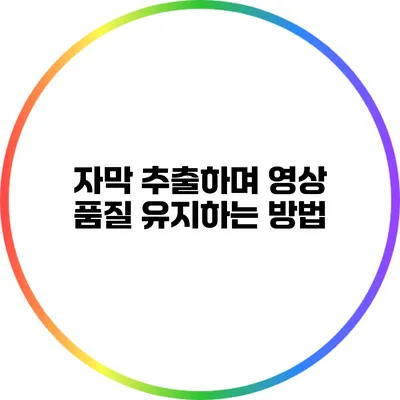 자막 추출하며 영상 품질 유지하는 방법