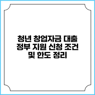 청년 창업자금 대출 정부 지원 신청 조건 및 한도 정리