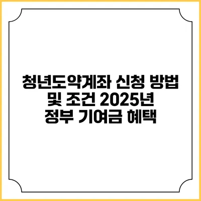청년도약계좌 신청 방법 및 조건 2025년 정부 기여금 혜택