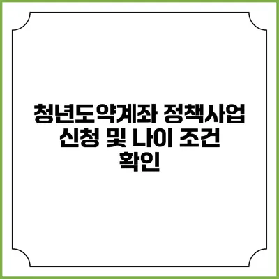 청년도약계좌 정책사업 신청 및 나이 조건 확인