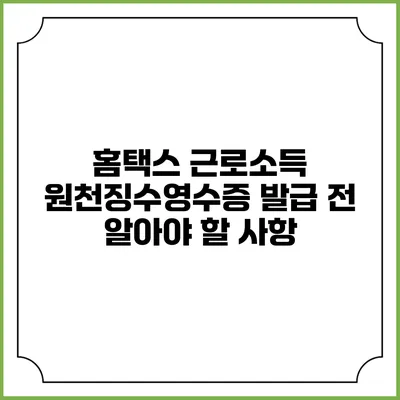 홈택스 근로소득 원천징수영수증 발급 전 알아야 할 사항