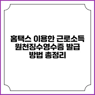 홈택스 이용한 근로소득 원천징수영수증 발급 방법 총정리