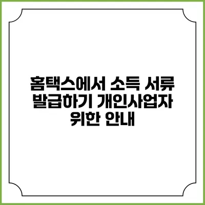 홈택스에서 소득 서류 발급하기 개인사업자 위한 안내