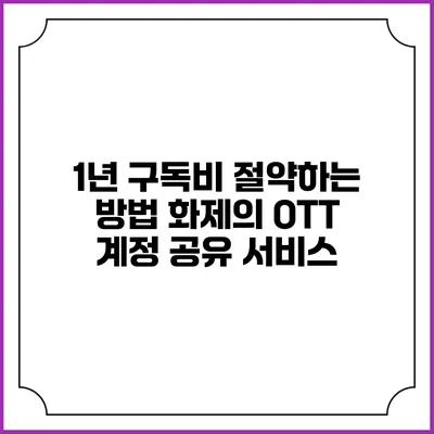 1년 구독비 절약하는 방법 화제의 OTT 계정 공유 서비스