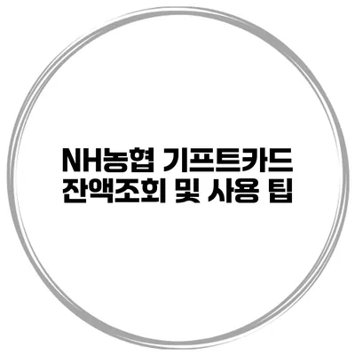NH농협 기프트카드 잔액조회 및 사용 팁