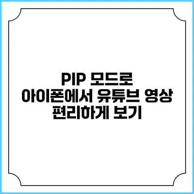 PIP 모드로 아이폰에서 유튜브 영상 편리하게 보기
