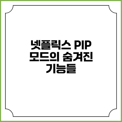 넷플릭스 PIP 모드의 숨겨진 기능들