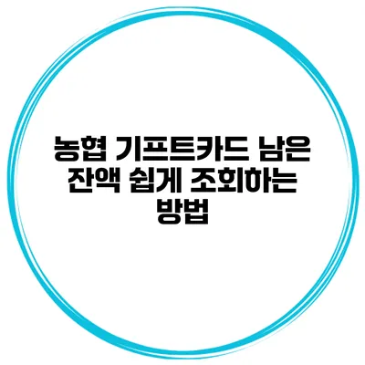 농협 기프트카드 남은 잔액 쉽게 조회하는 방법