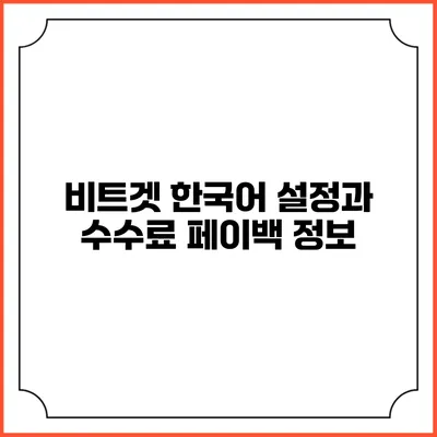 비트겟 한국어 설정과 수수료 페이백 정보