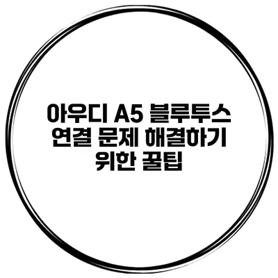 아우디 A5 블루투스 연결 문제 해결하기 위한 꿀팁