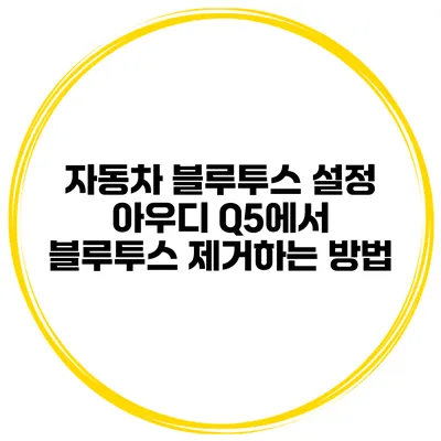 자동차 블루투스 설정 아우디 Q5에서 블루투스 제거하는 방법