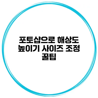 포토샵으로 해상도 높이기 사이즈 조정 꿀팁
