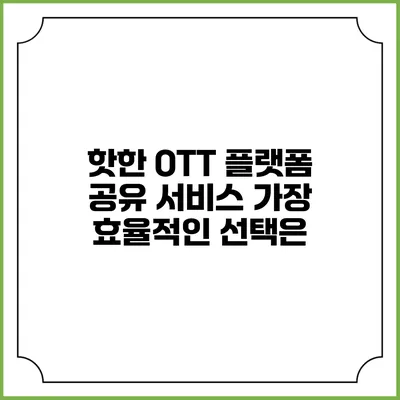 핫한 OTT 플랫폼 공유 서비스 가장 효율적인 선택은?